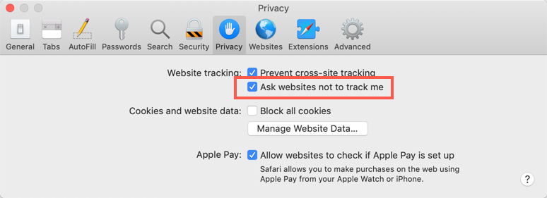 Enable Do Not Track in Safari Mac