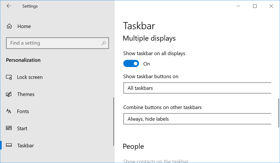 Enable Taskbar on Multiple Monitors