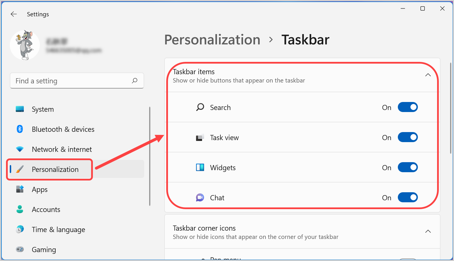 Enable or Disable Icons in Taskbar