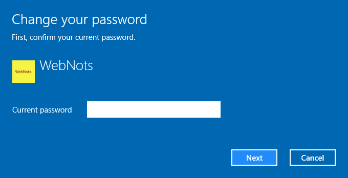 Enter Current Password for Changing Password