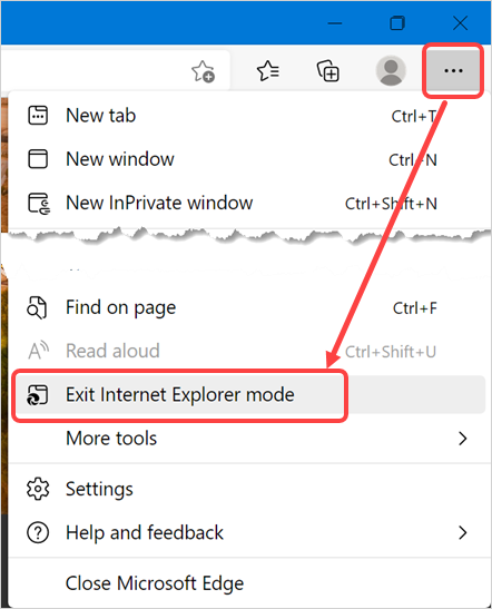 Exit Internet Explorer Mode