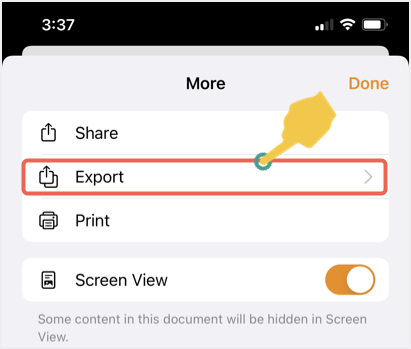 Export Document in Pages