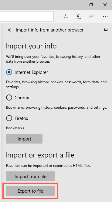 Export Favorites from Edge Browser