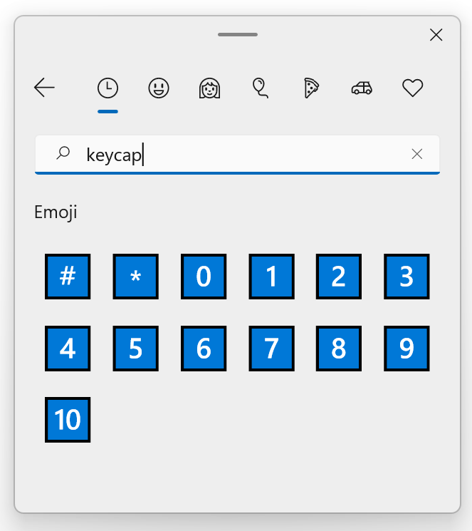 Filter Keycap Emoji Symbols