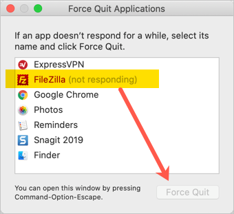 Force Quit App in Mac