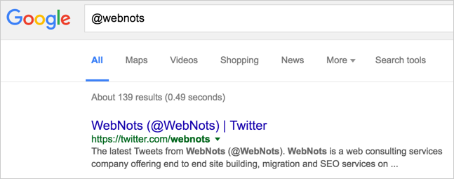 Getting Twitter Profile with @ in Google Search