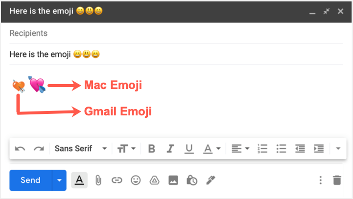 Gmail Default and Mac Emoji