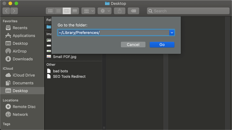 Go to Preferences in Finder