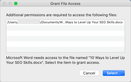 Grant File Access in macOS