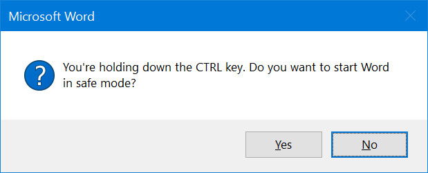 Holding Control Key and Open Word