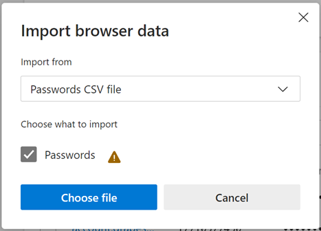 Import Password File in Edge