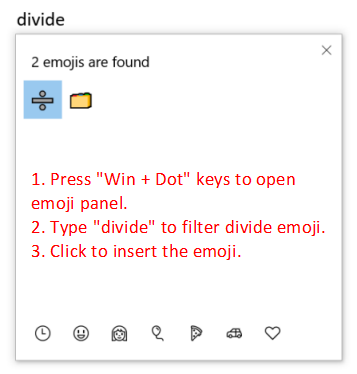 Insert Divide Emoji in Windows 10