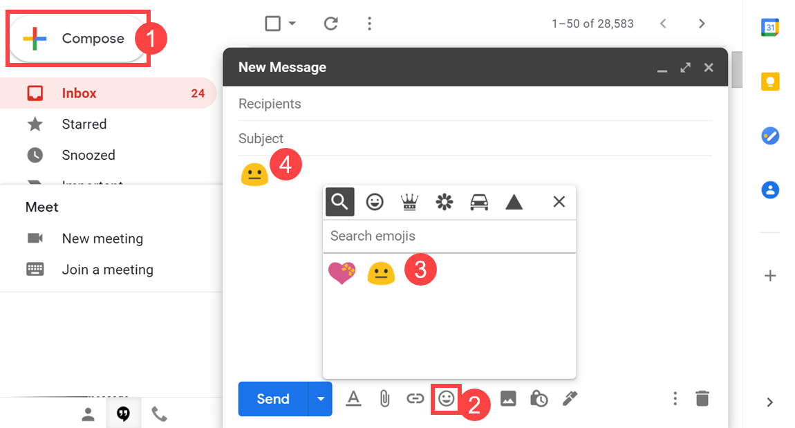 Insert Emoji in Gmail Web Interface