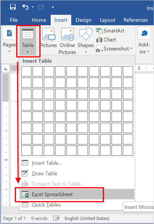 Insert Empty Excel Sheet in from Menu