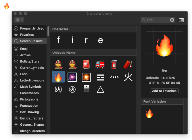 Insert Fire Emoji in Mac
