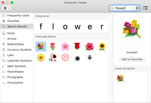 Insert Flower Emoji Symbols in Mac