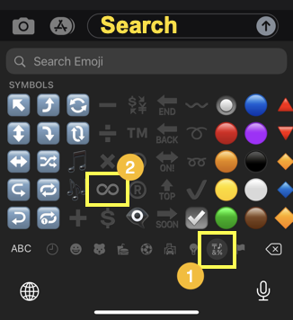 Insert Infinity Emoji in iPhone