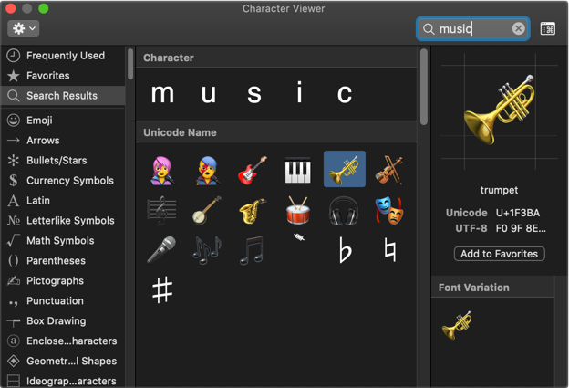 Insert Music Symbols in Mac