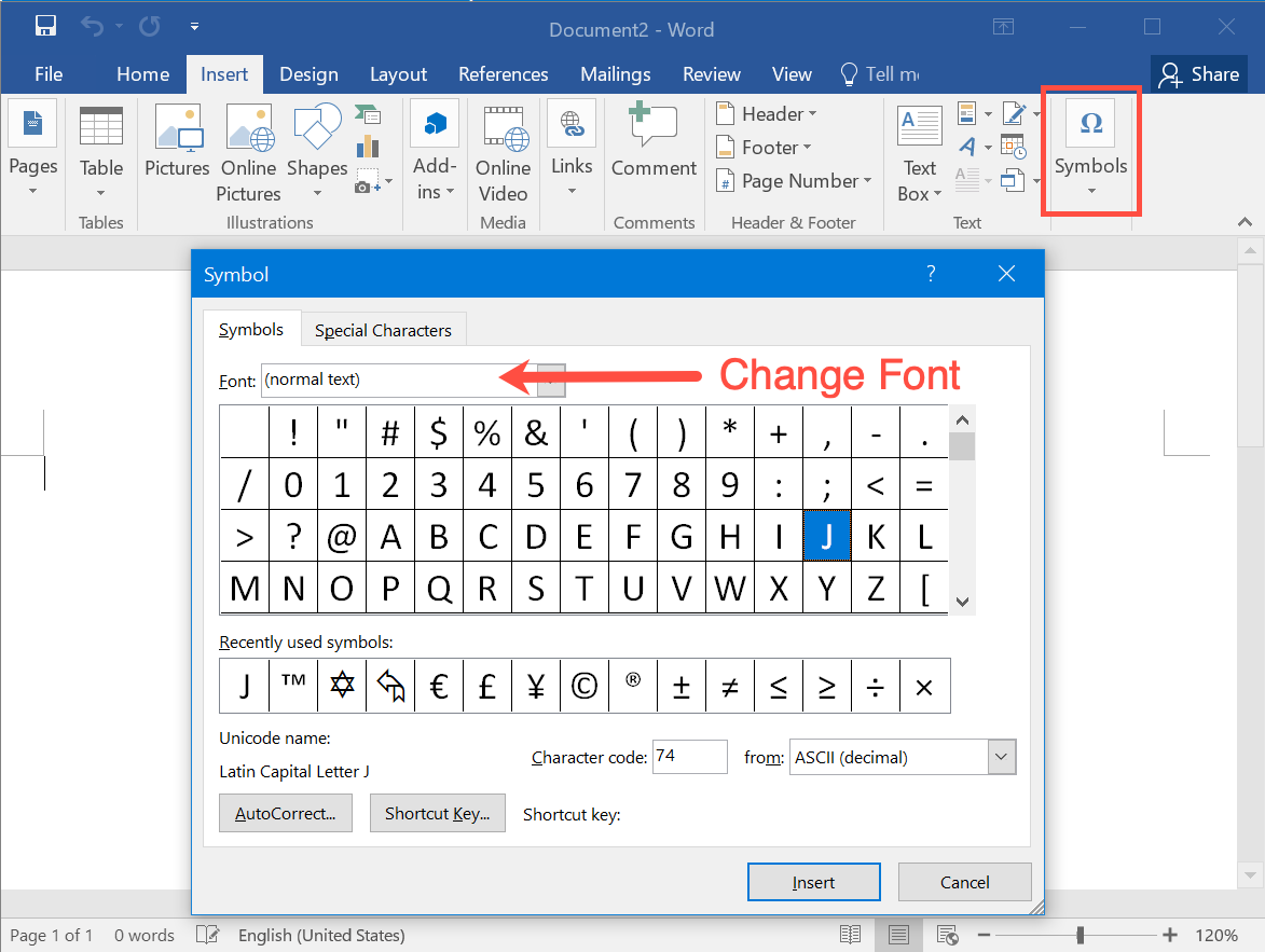 Insert Symbols in Office Documents