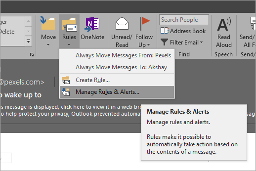 Manage Rules & Alerts