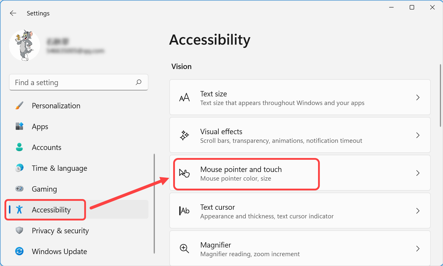 Mouse Pointer Accessibility in Windows 11