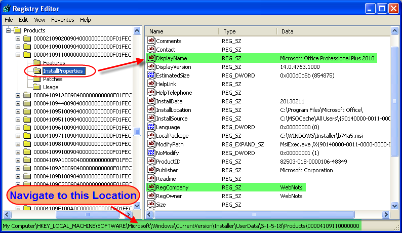 Navigating to Correct Registry Location