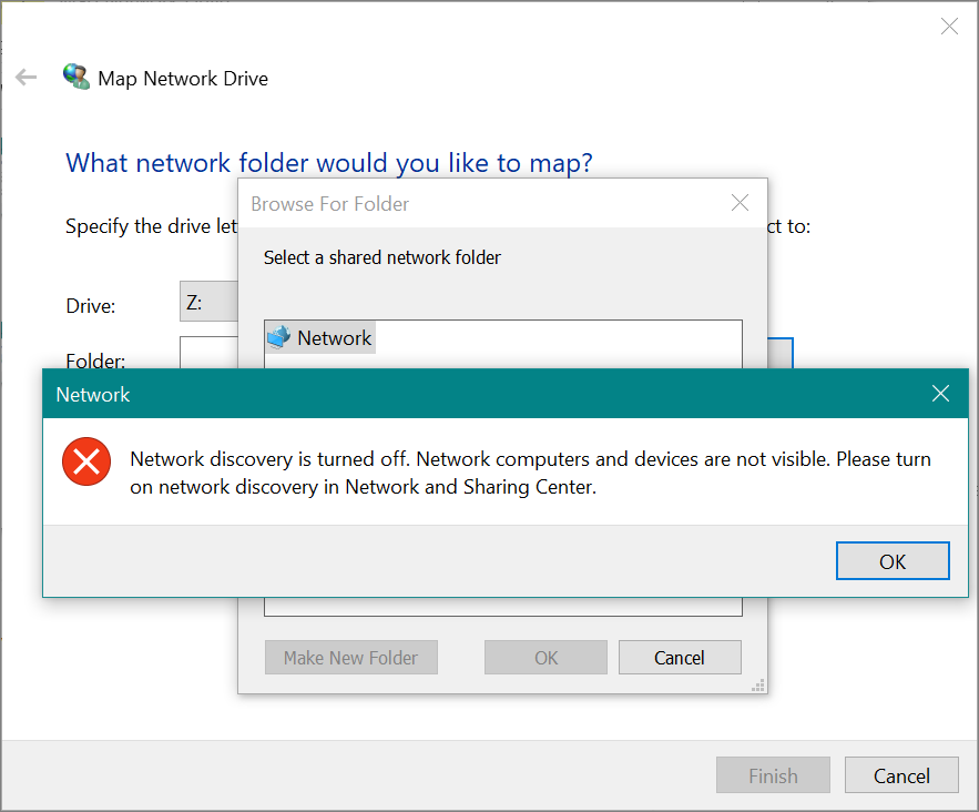 Network Discovery Disabled