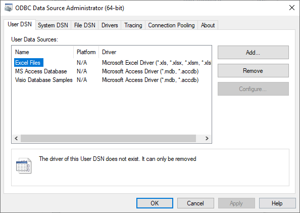 ODBC Data Source Administrator (64-bit)