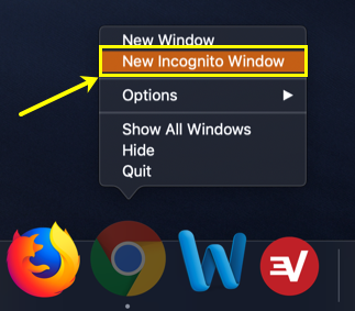 Open Chrome Incognito Tab from Mac Dock