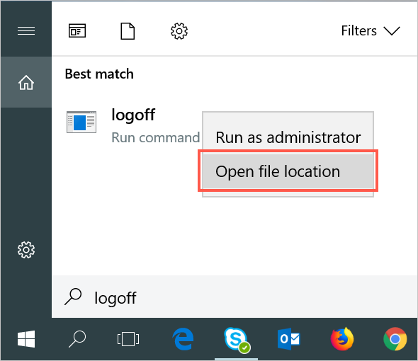 Open File Location of Logoff Executable File