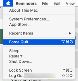 Open Force Quit in Mac