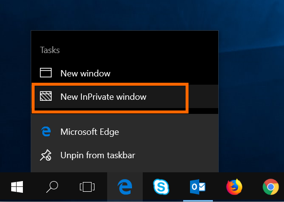 Open InPrivate Window in Edge from Taskbar