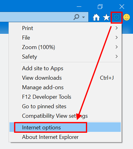Open Internet Options from IE