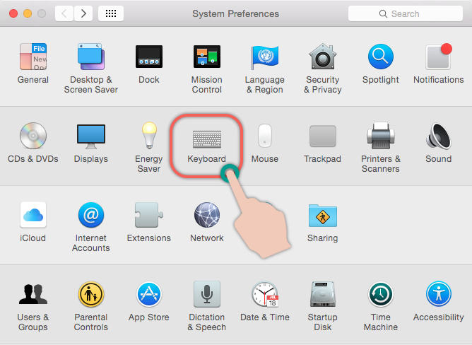 Open Keyboard Preferences in macOS