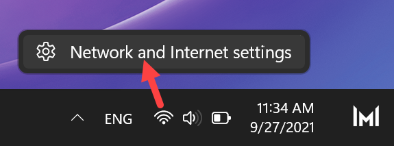 Open Network and Internet Settings