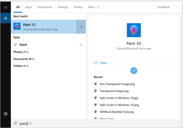 Open Paint 3D App in Windows