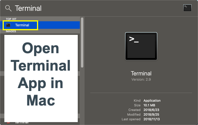 Open Terminal App in Mac
