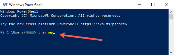 Open charmap from PowerShell