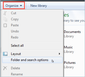 Organize Button in Windows 7