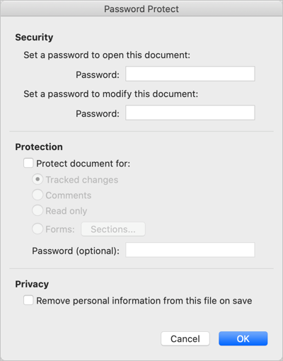Password Protect Mac Word Document