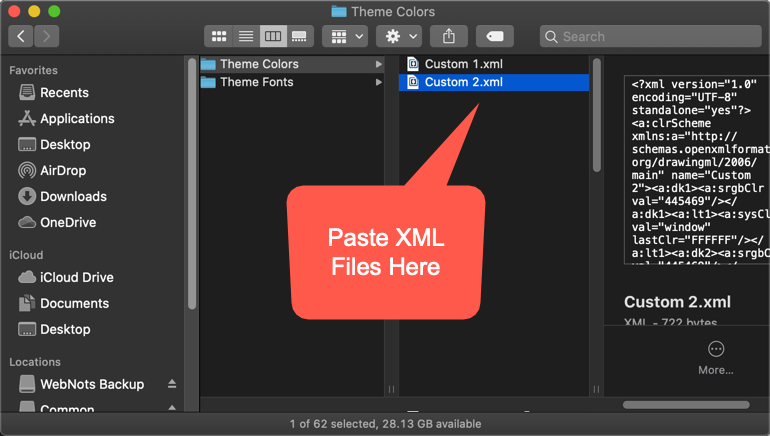Paste XML in Mac