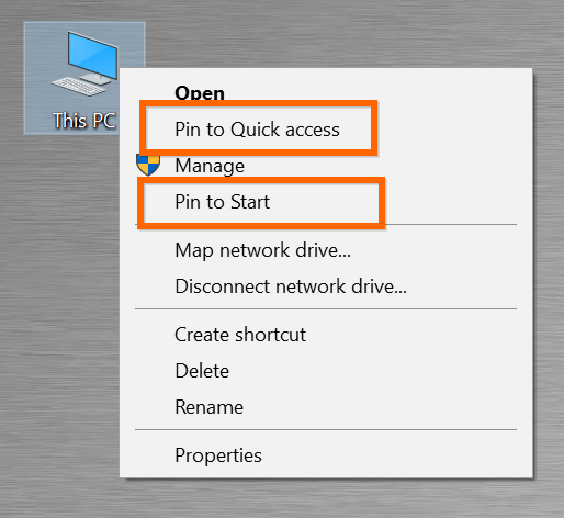 Pin This PC to Quick Access and Start