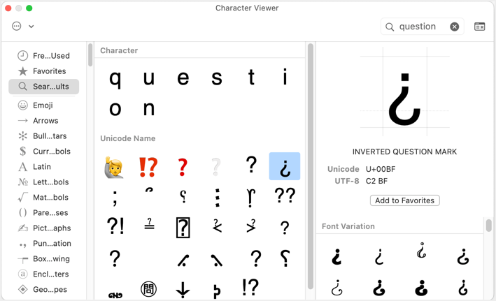 Question Mark Symbols in Mac
