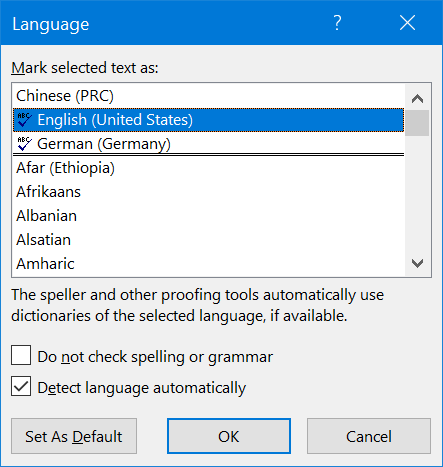 Quick Language Settings