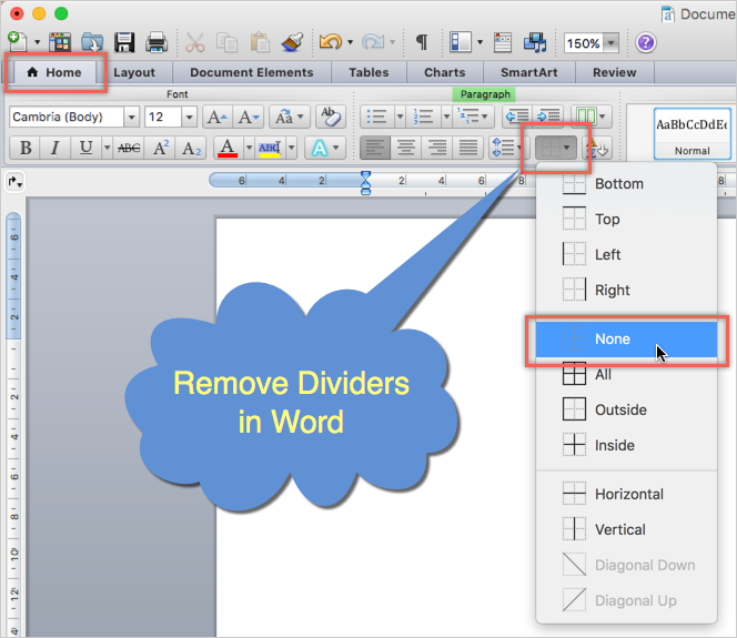 Remove Dividers in Word