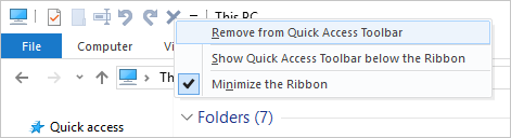 Removing Options From Quick Access Toolbar