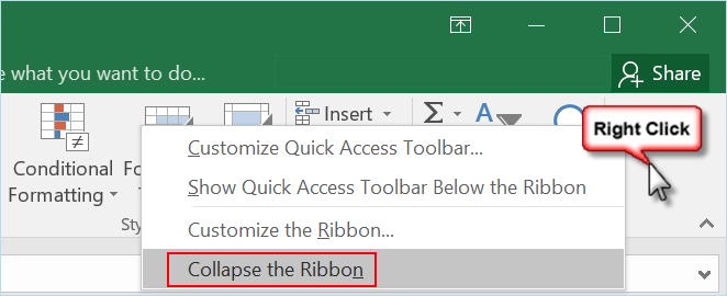 Right Click and Hide Ribbon