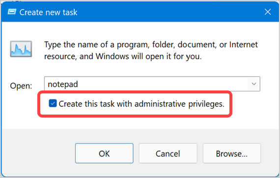 Run Task with Admin Privileges