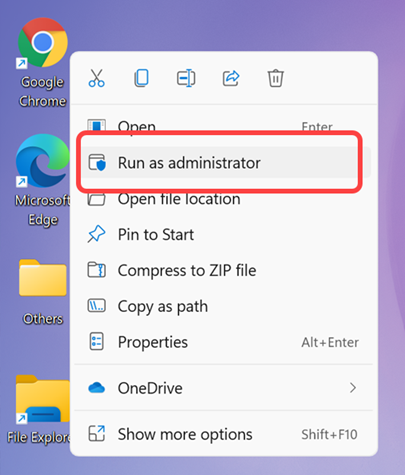 Run as Admin from Desktop Right Click