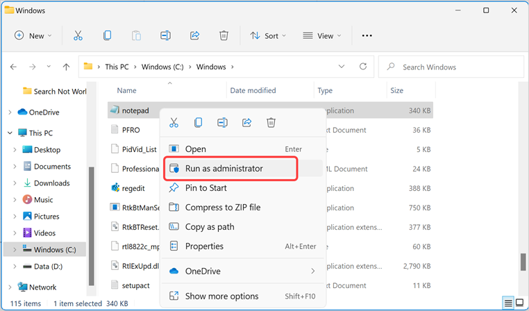 Run as Administrator from File Explorer
